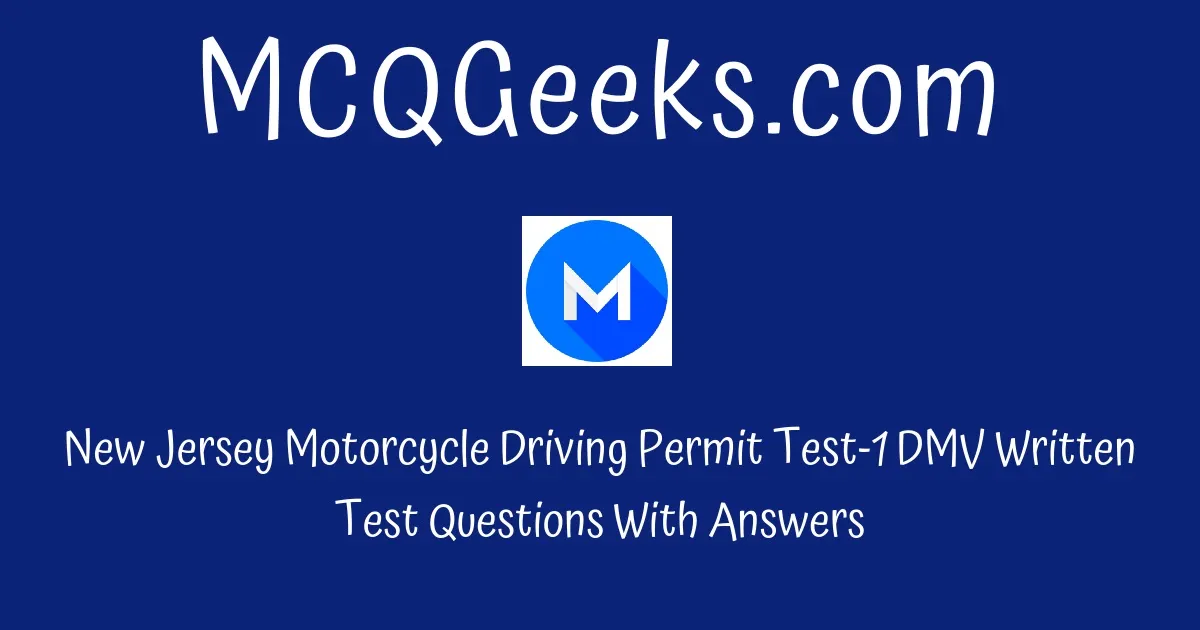 New Jersey Motorcycle Driving Permit Test 1 Dmv Written Test
